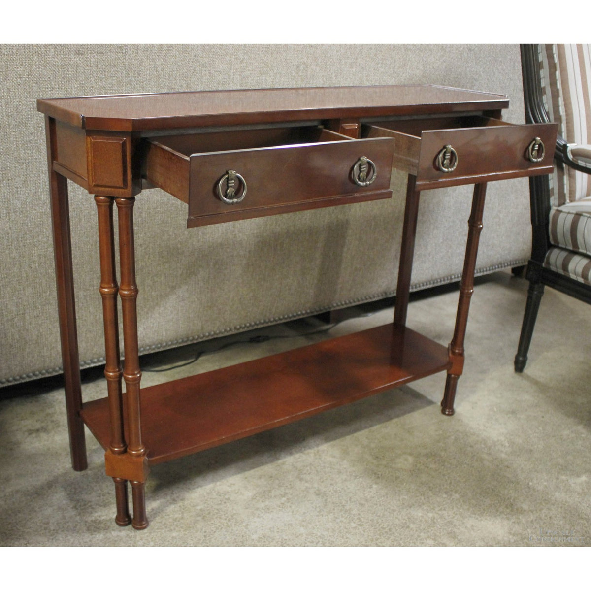 Bombay  Mahogany 2 Drawer Console Table