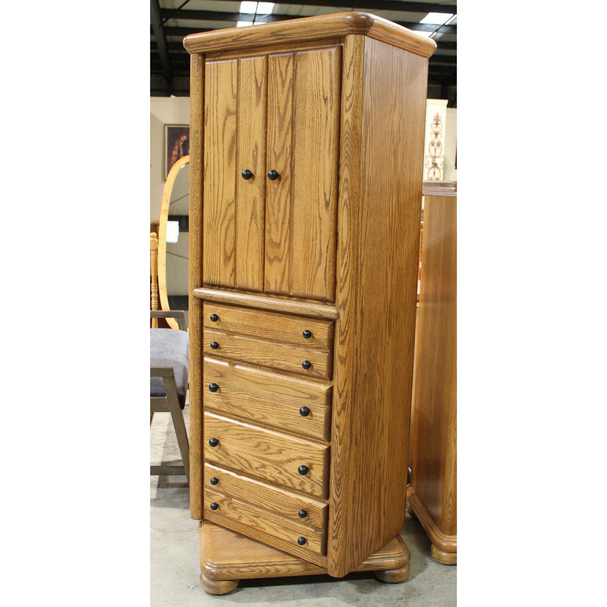 Arbek Wardrobe Armoire w/Swivel Base & Full Length Mirror Back