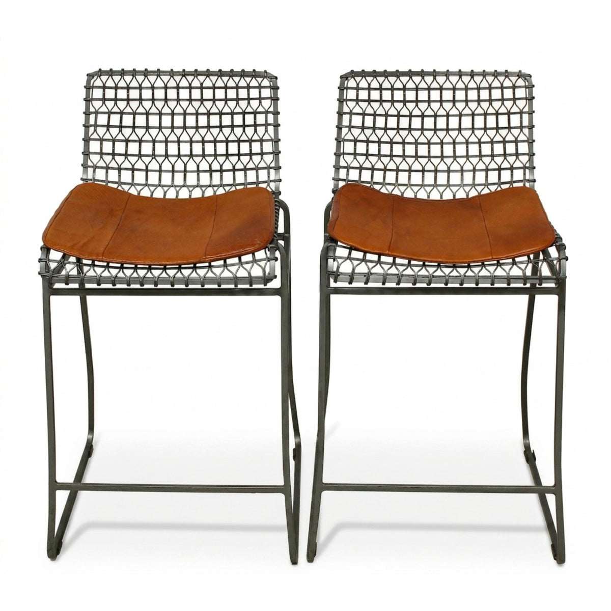 Crate & Barrel Pair of 'Tig' Wire Counter Stools