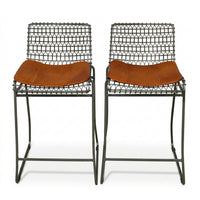 Crate & Barrel Pair of 'Tig' Wire Counter Stools