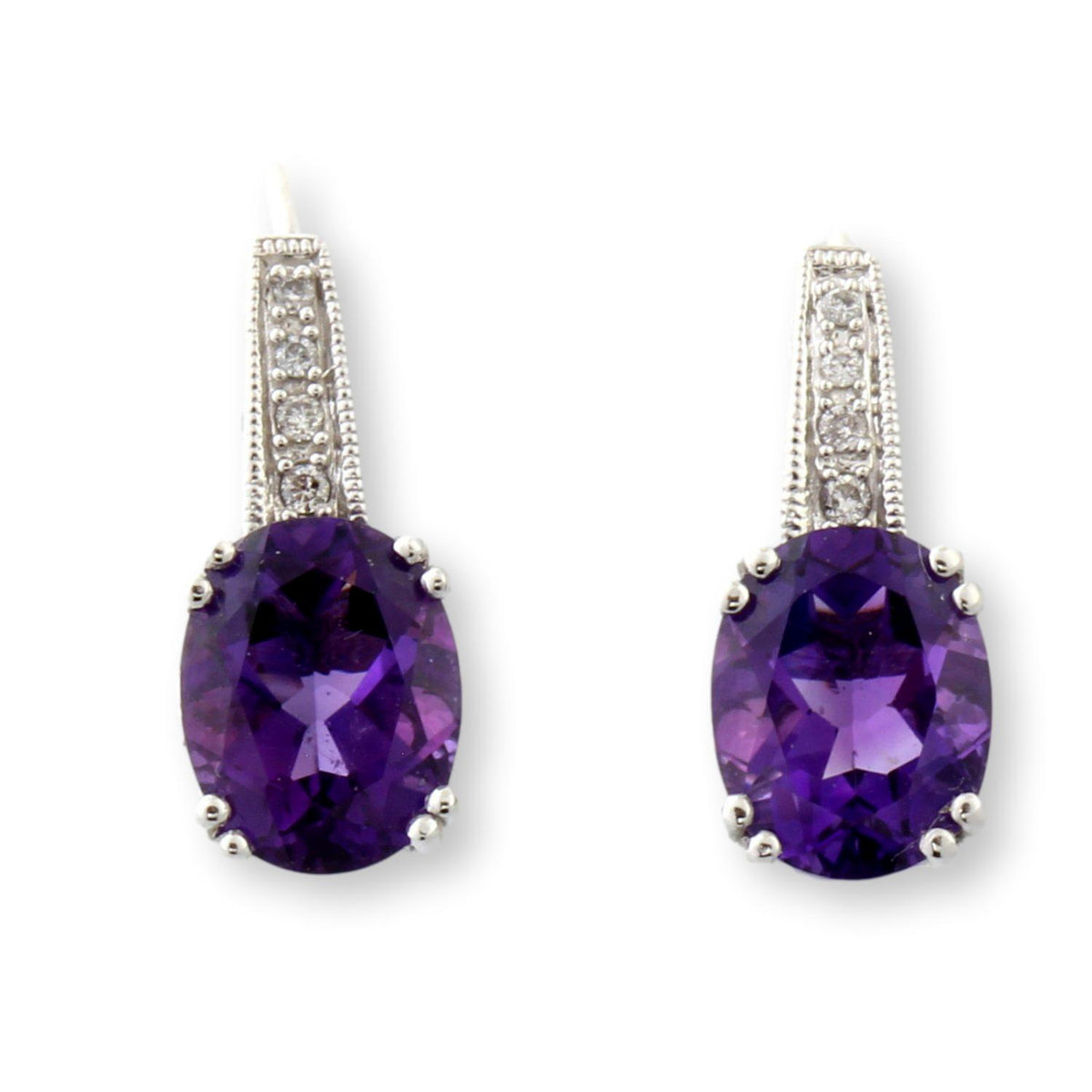 3.20ctw Amethyst Pink Topaz  & Diamond 14K Gold Earrings