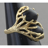Maui Diver's Black Coral Ring | 14K Gold Hawaiian Coral Branch | Vintage