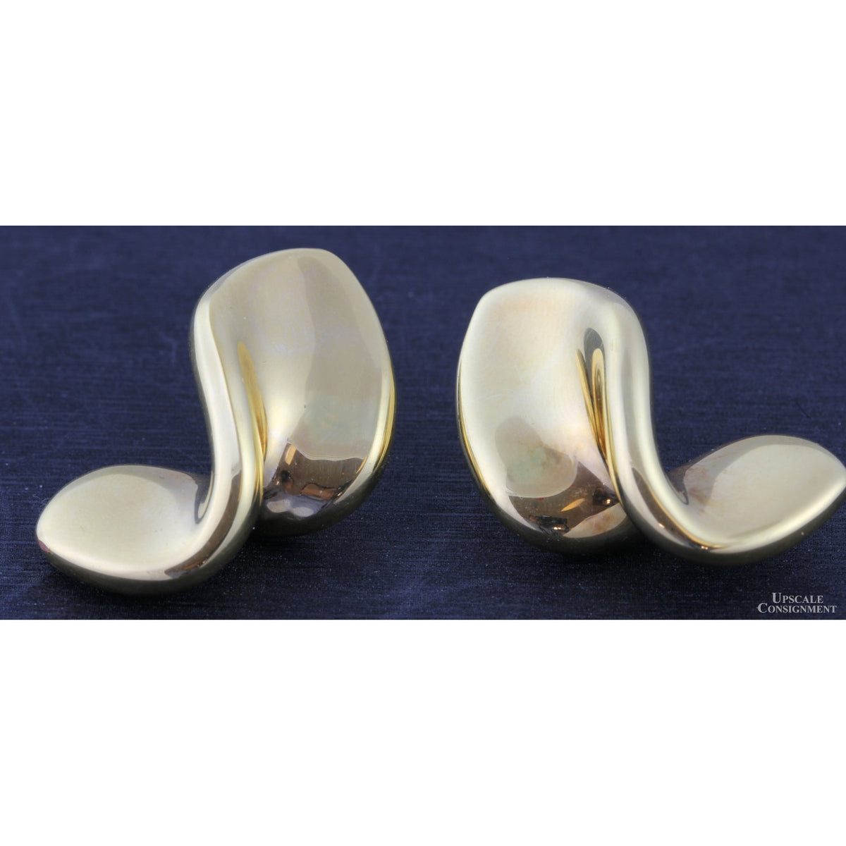 Italian 14K Yellow Gold Hollow Form Sculptural Earrings