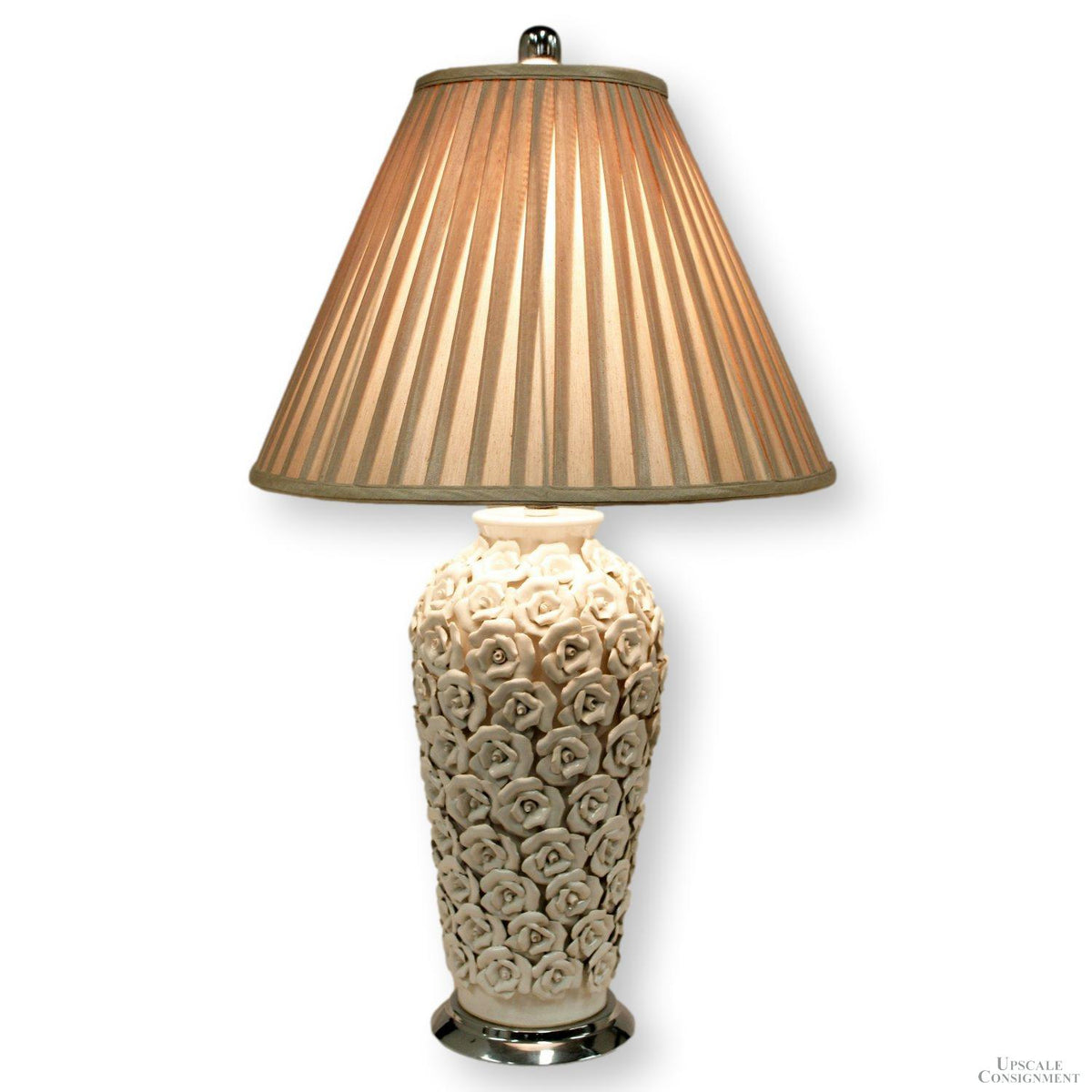White Ceramic Floral Table Lamp