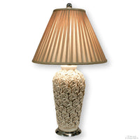 White Ceramic Floral Table Lamp