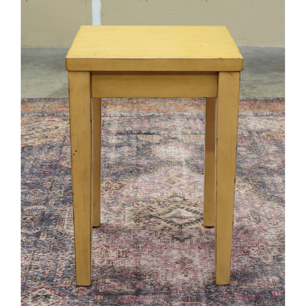 Distressed Yellow Accent Table