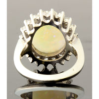 10.04ct Opal & 1.0ctw Diamond Halo 14K White Gold Ring
