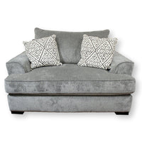 Gray Chenille Loveseat w/Throw Pillows