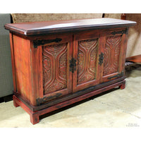 Oak Cabinet w/Carved Doors
