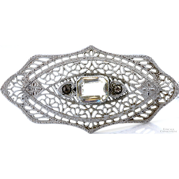 Platinum Filigree Pendant Necklace | 14K White Gold | c.1930