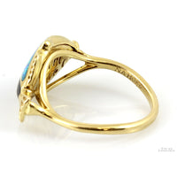 14K Gold Opal, Onyx, Shell Inlay Hawaiian Humuhumu Fish Ring