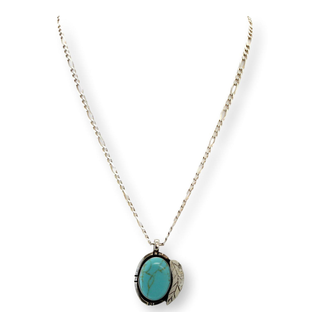 Sterling Silver Robin's Egg Blue Turquoise Pendant & Chain