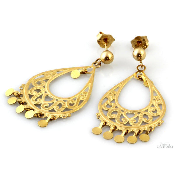 Michael Anthony Open Teardrop Chandelier Earrings in 14K Gold