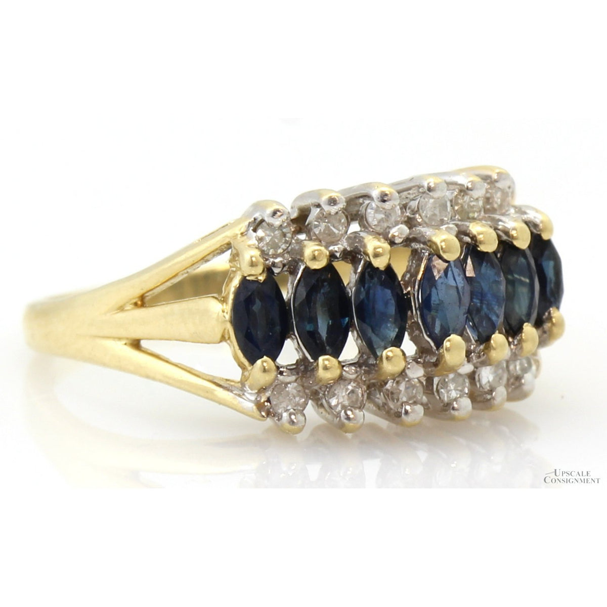 Vintage Natural Sapphire & Diamond 14K Yellow Gold Ring
