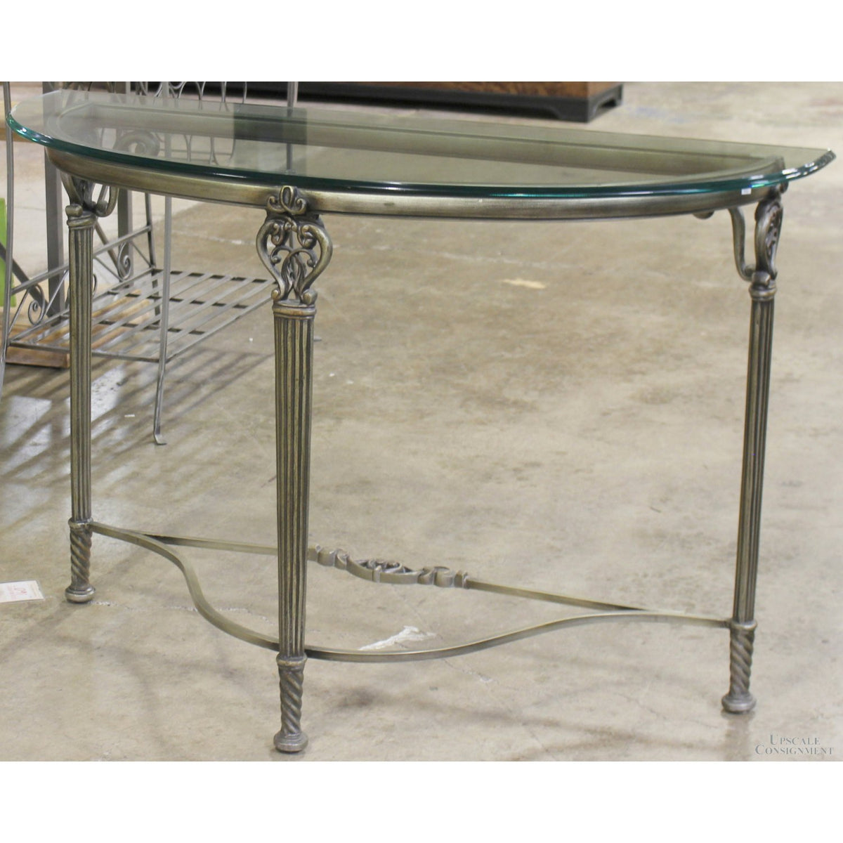 Demilune Glass Top Console Table