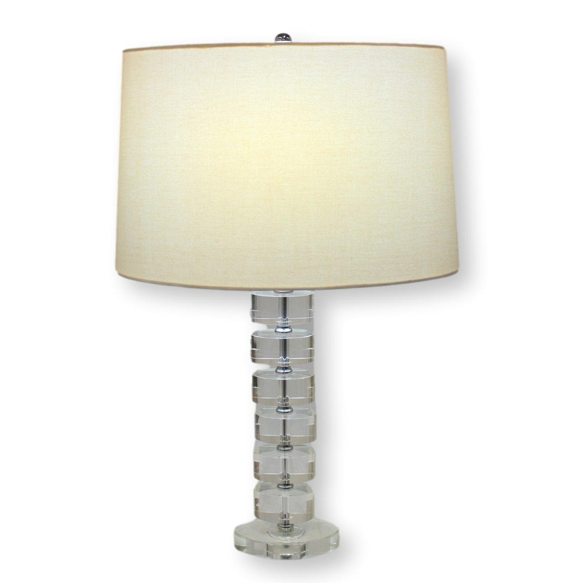Oval Stacked Crystal Table Lamp w/Oval Shade