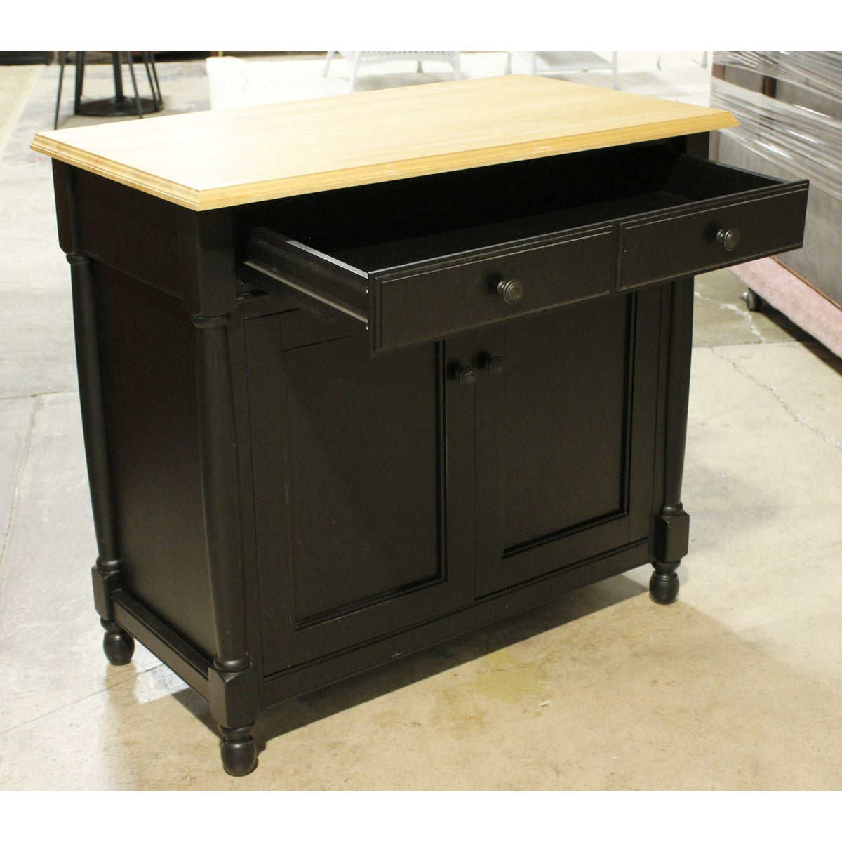 Black Cabinet w/Natural Wood Top