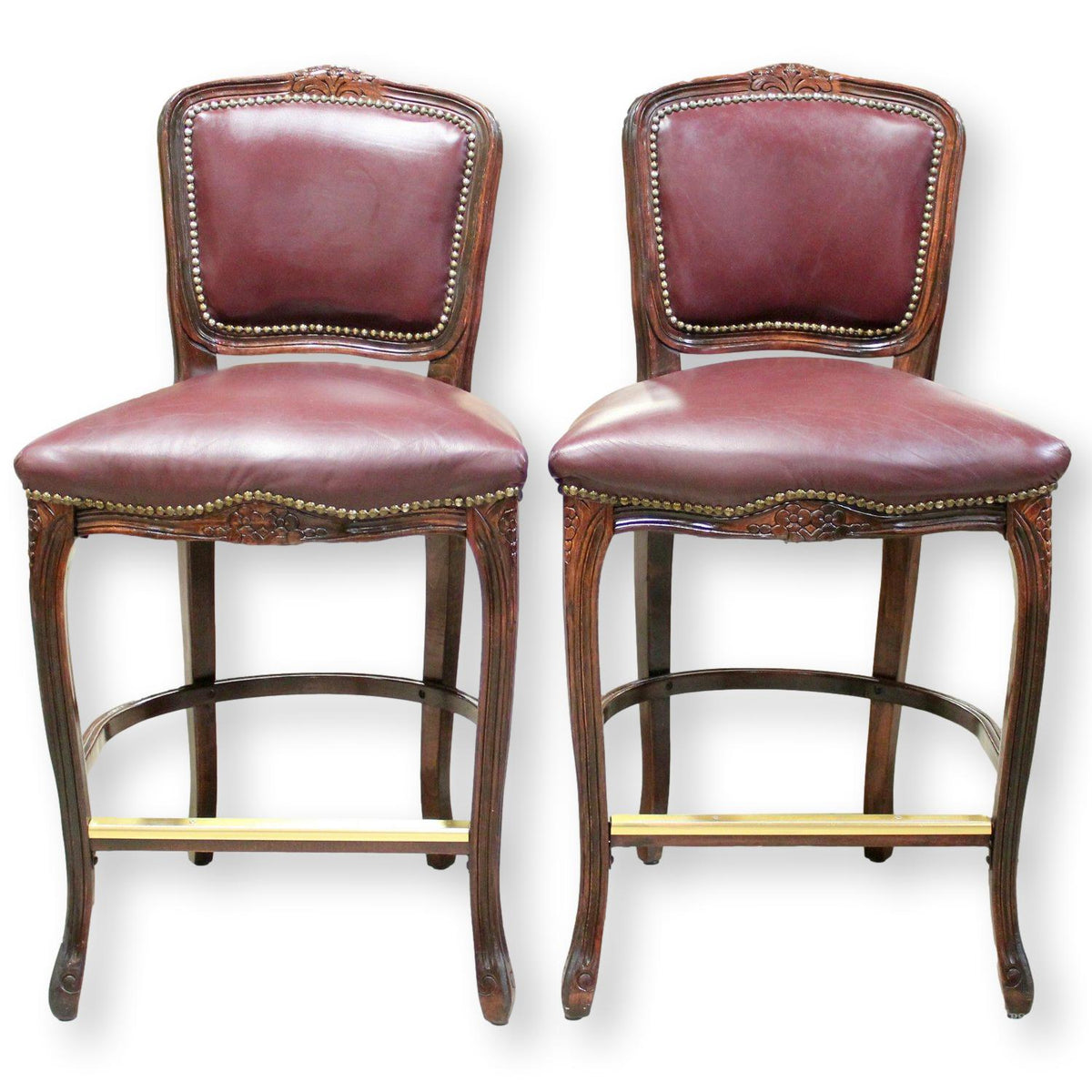 Harris Marcus Furn. Co. Pair of Leather Bar Stools