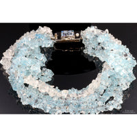 Aquamarine & Goshenite Strand - Opal Inlay Sterling Silver Clasp