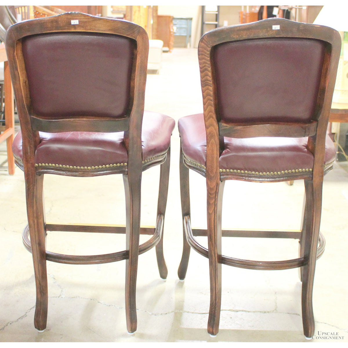 Harris Marcus Furn. Co. Pair of Leather Bar Stools