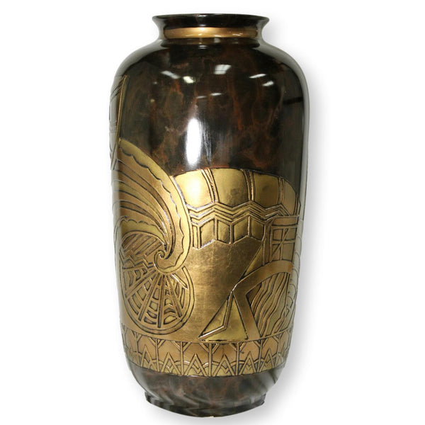 Art Max 25'' Vase in Mottled Brown & Gold