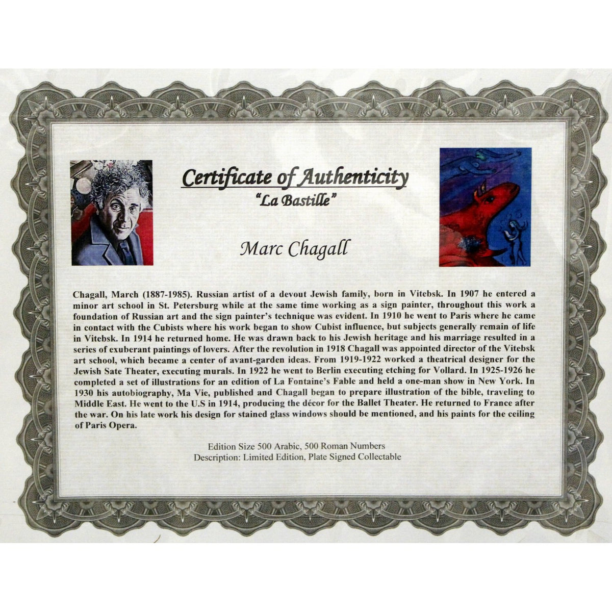 Gallery Framed Art Print 'La Bastille' By Marc Chagall