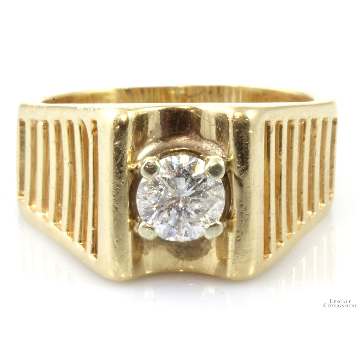 .93ct Diamond 14K Yellow Gold Open Linear Design Mens Ring