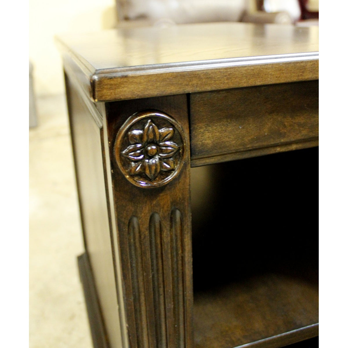 Walnut Inlaid Open Ended End Table