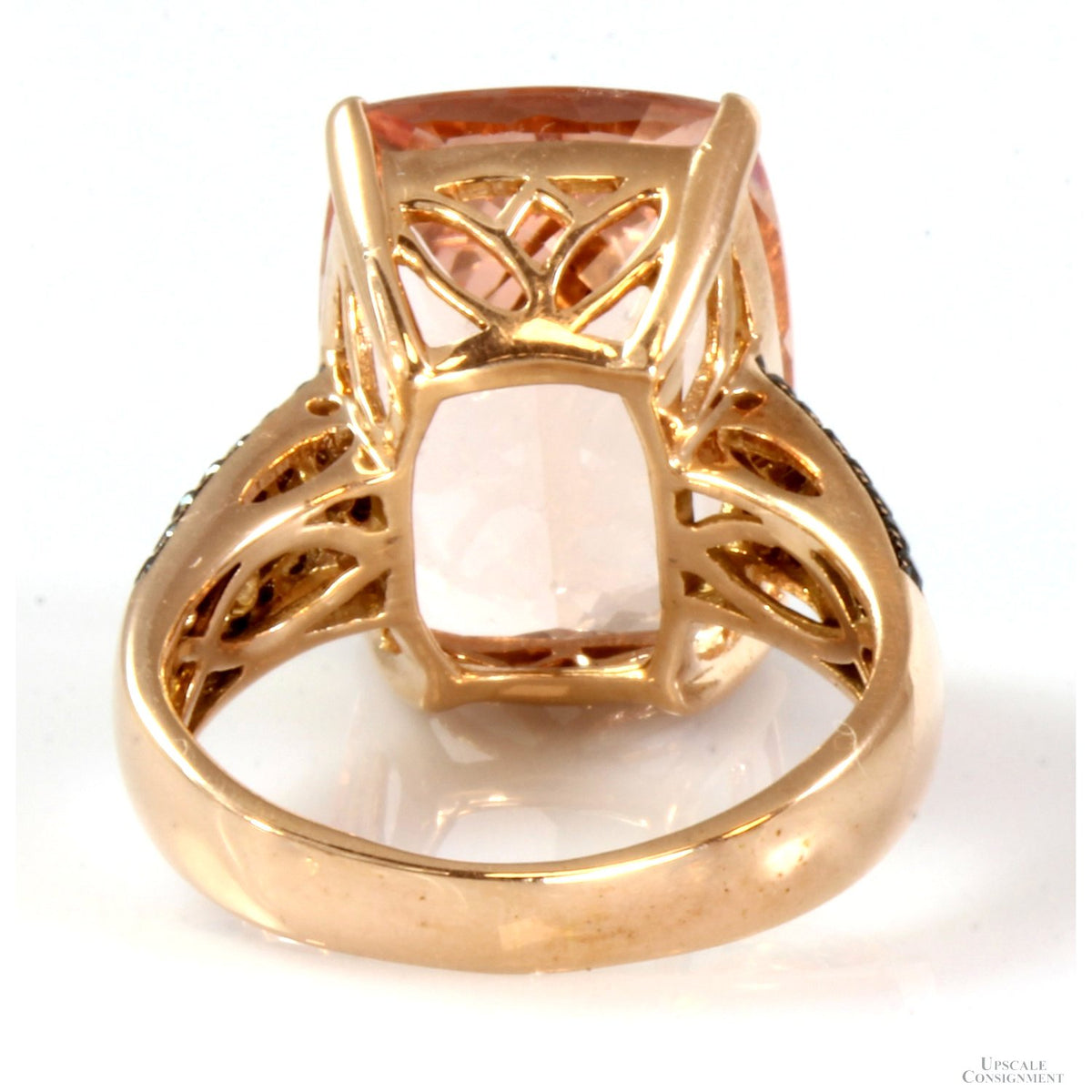 13ct Morganite .60ctw B & W Diamond 14K Rose Gold Ring