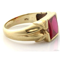 10K Gold Created Ruby Ring | Mid-Century Modern Design