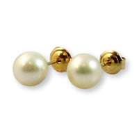 7.20mm Cultured White Pearl 14K Gold Stud Earrings