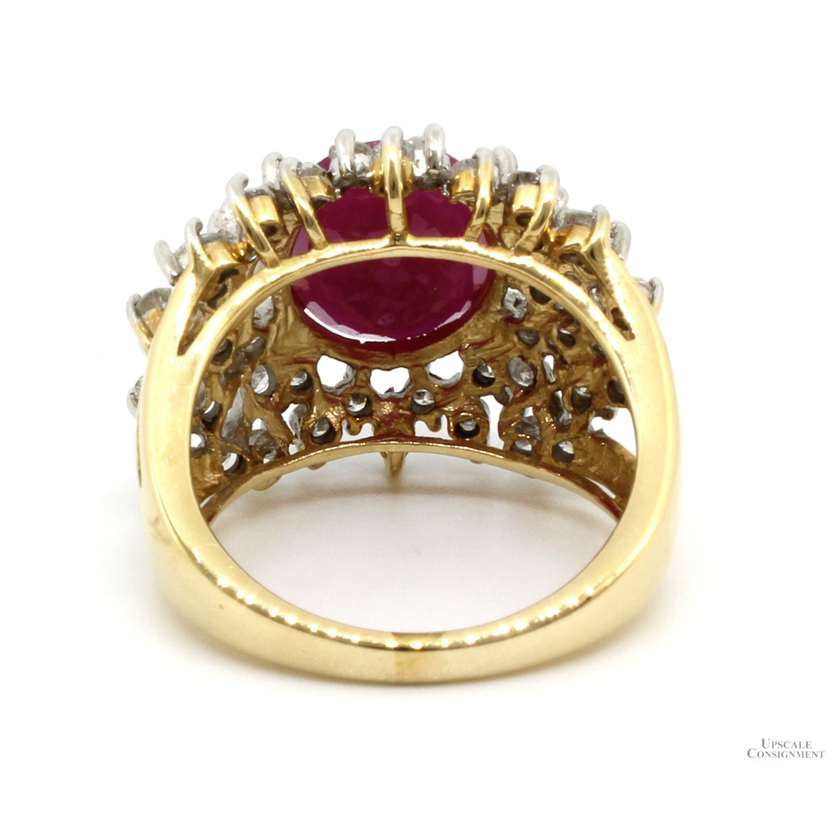 6.07ct Natural Ruby 1.43ctw Brilliant Diamond 14K Yellow Gold Ring