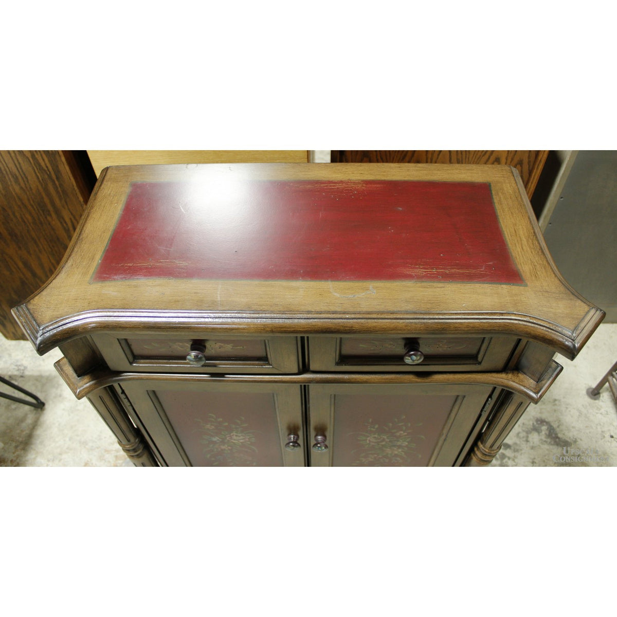 Handpainted Cabinet w/Columns