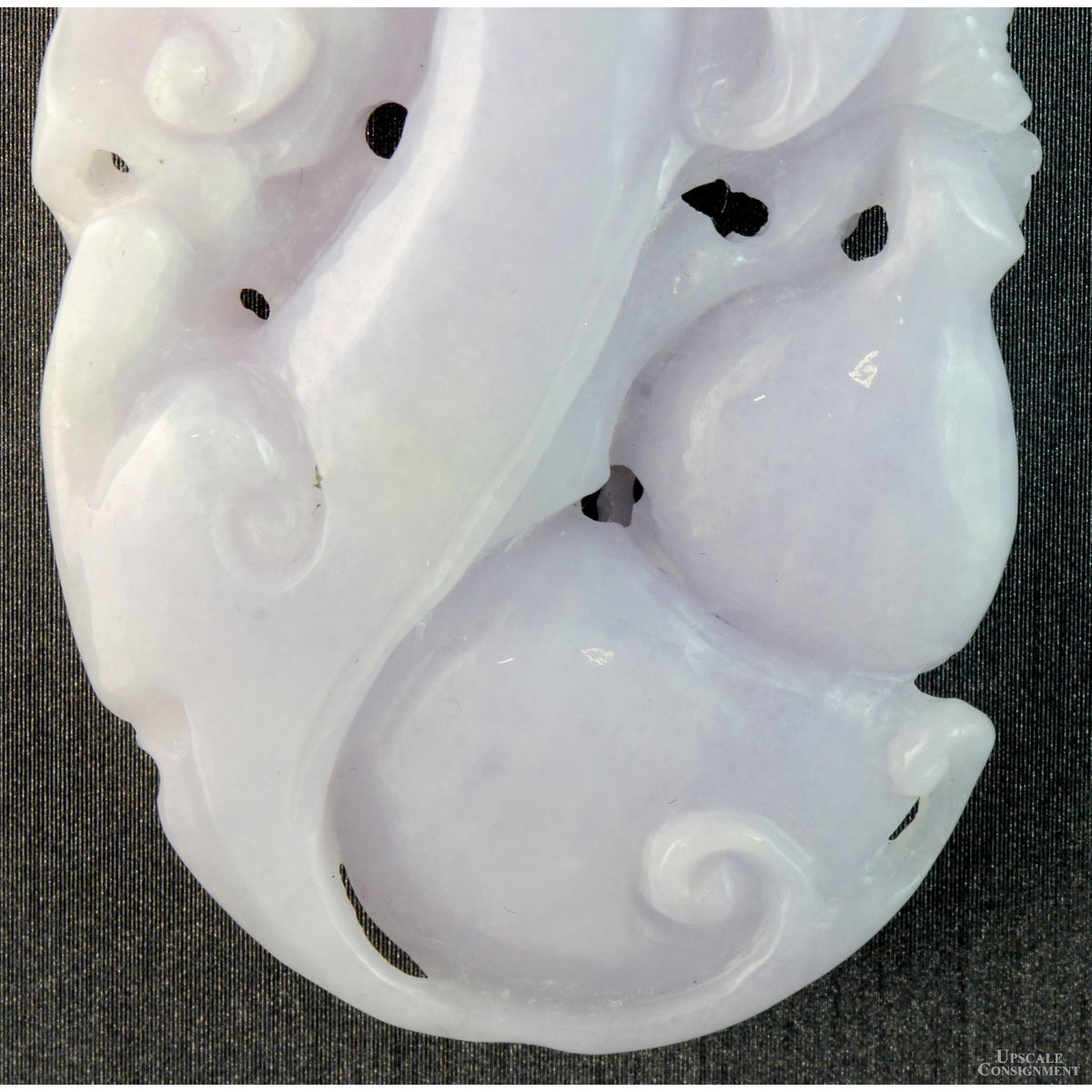 Natural Lavender Jadeite Double-Sided Carved Pendant – 14K Gold