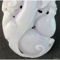 Natural Lavender Jadeite Double-Sided Carved Pendant – 14K Gold