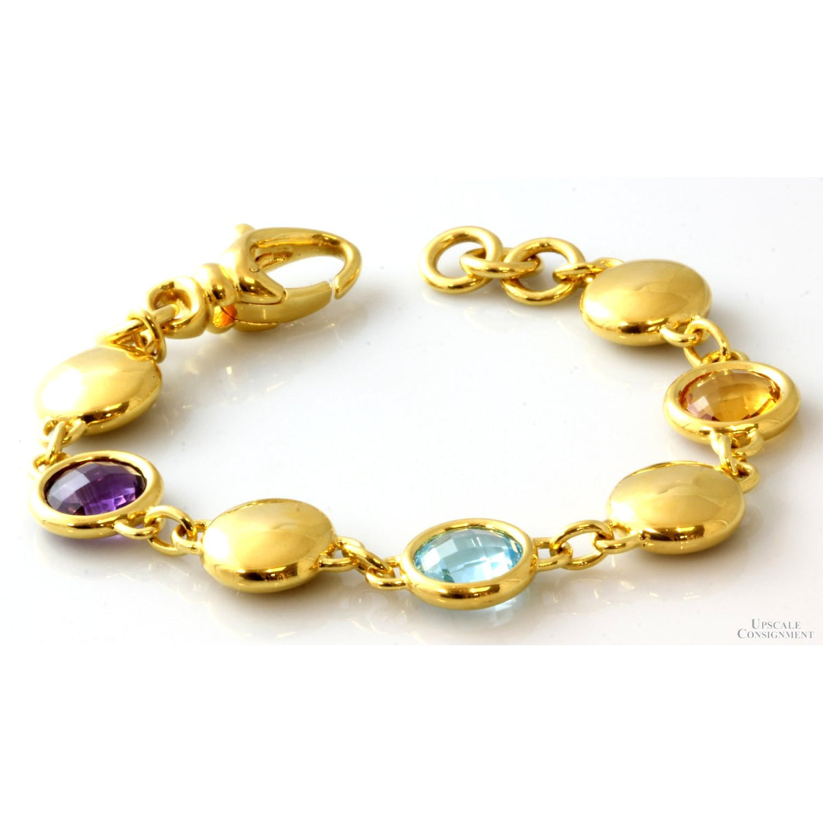 18K Gold Electroform 16.50ctw Multi Gemstone Bracelet