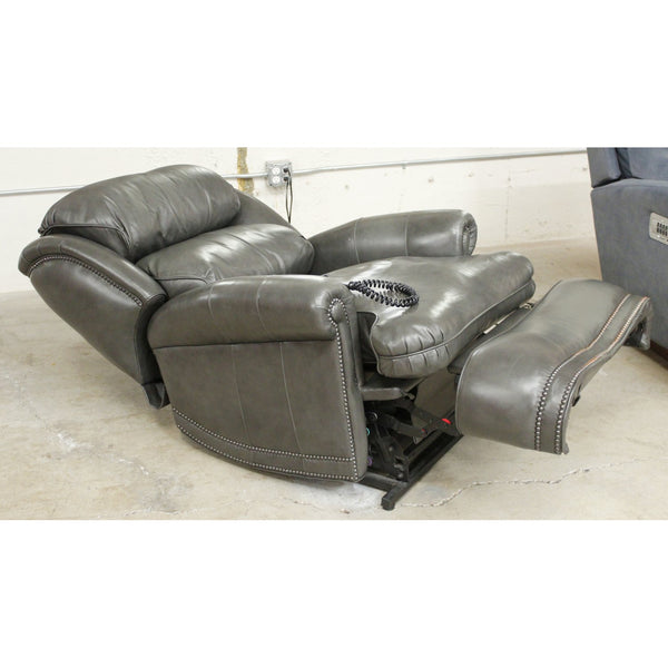 Dual Motor Gray Leather Power Lift Recliner