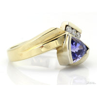 14K Yellow Gold Trillion-Cut Tanzanite & Diamond Ring