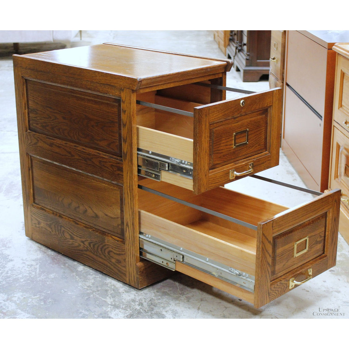2 Drawer Dark Oak File Cabinet
