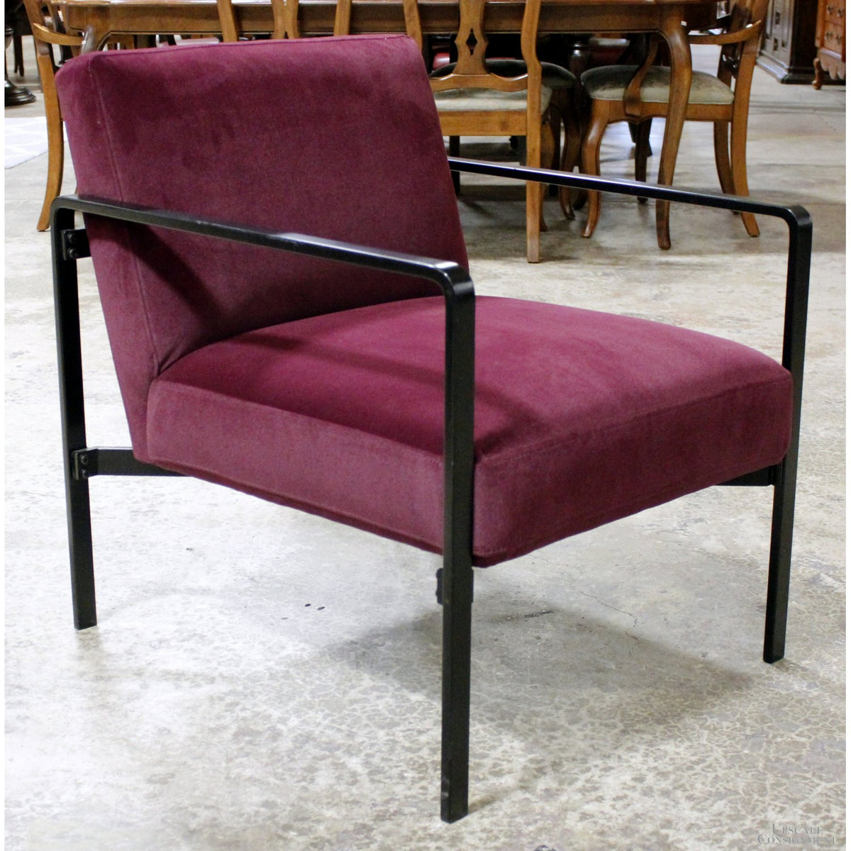 Purple Velour Accent Chair w/Metal Frame