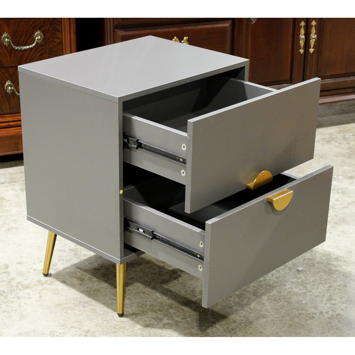 Gray 2 Drawer Nightstand