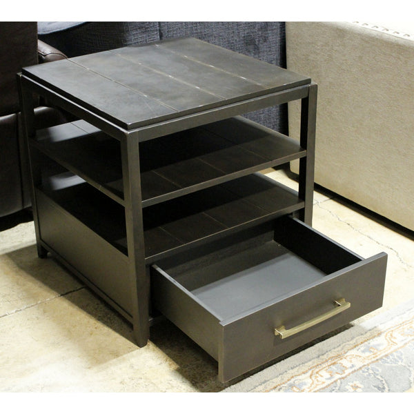 Black Plank Top End Table