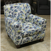 Blue & Cream Leaf Print Club Chair