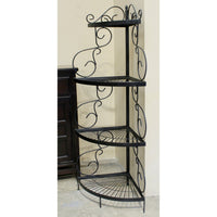 Black Iron 4-Tier Corner Shelf