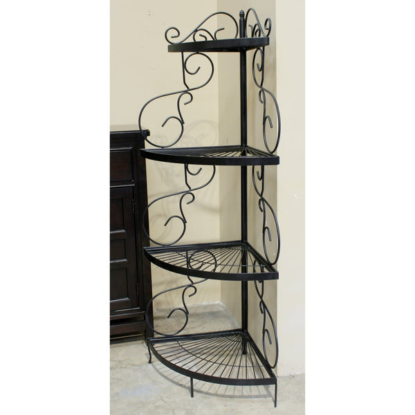 Black Iron 4-Tier Corner Shelf