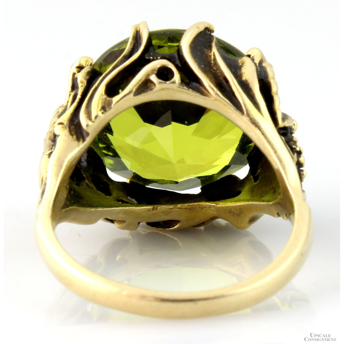 14K Gold 3.53ct Lab-Created Chartreuse Green Spinel Ring