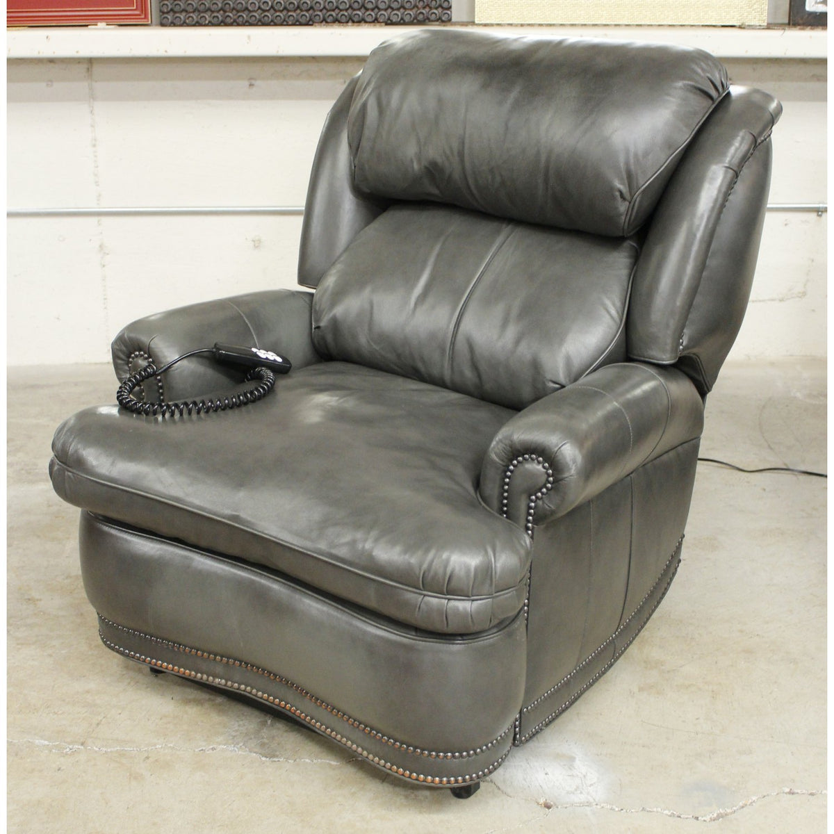 Dual Motor Gray Leather Power Lift Recliner