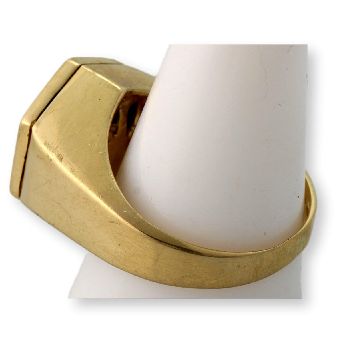 Signed 14KP Gold Kinetic Onyx Floating Diamond Men's Band