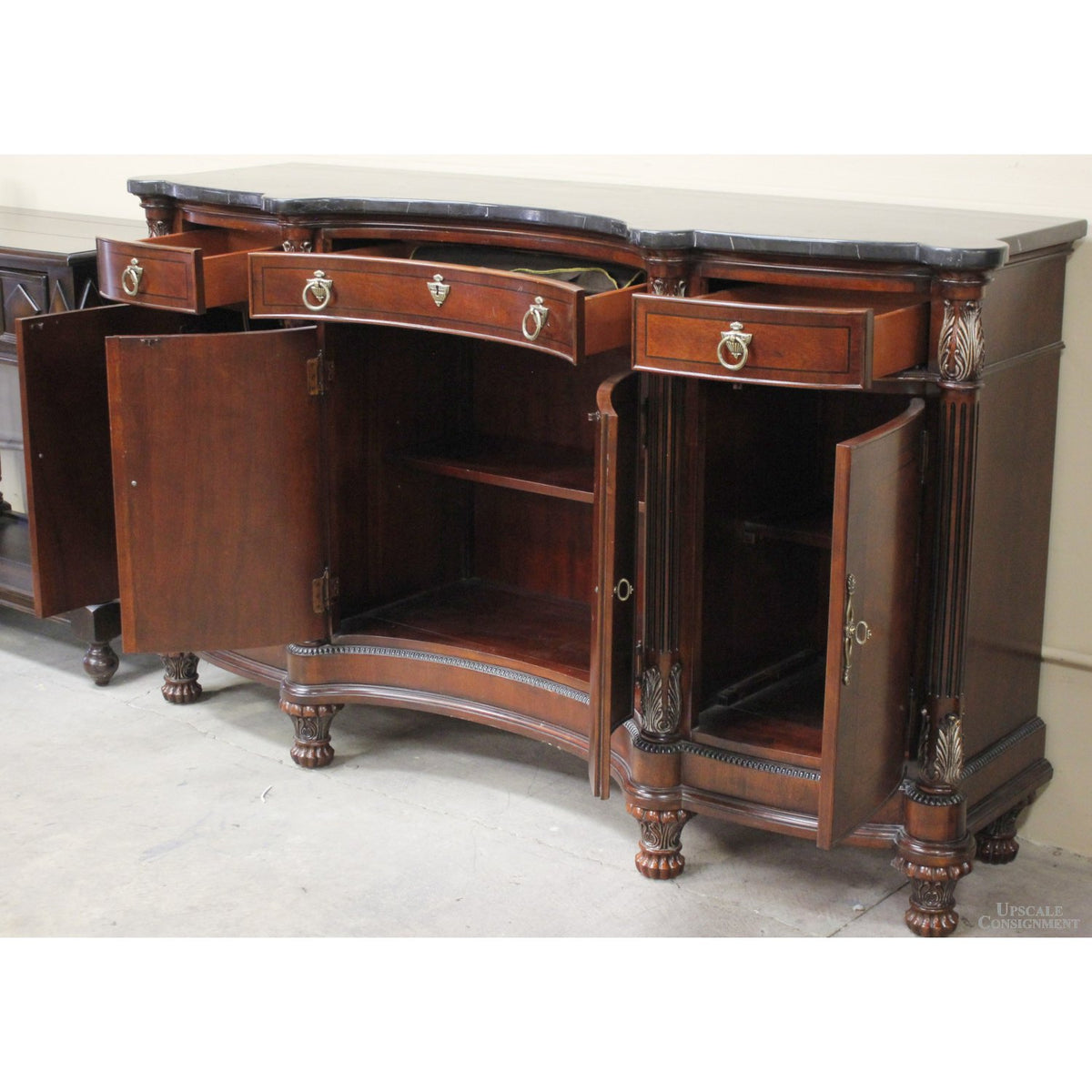 Universal Furniture Marble Top Red Mahogany Sideboard