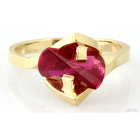 Lighthouse Lens Cut Created Red Spinel 14K Gold Ring